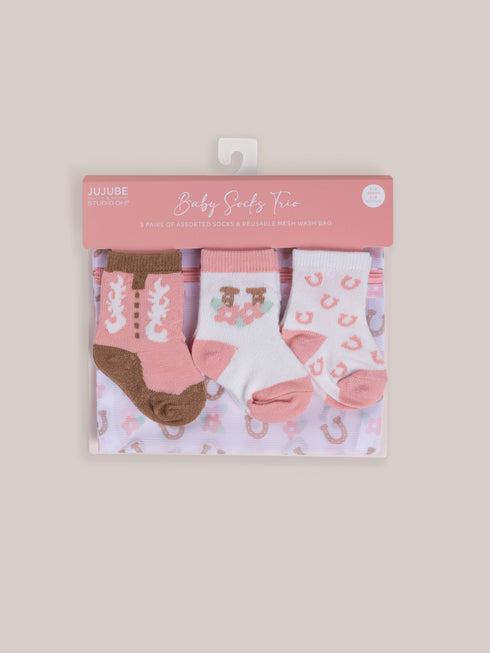 baby-socks-trio-bloomin-boot jujube bags at sophiasstyle.com